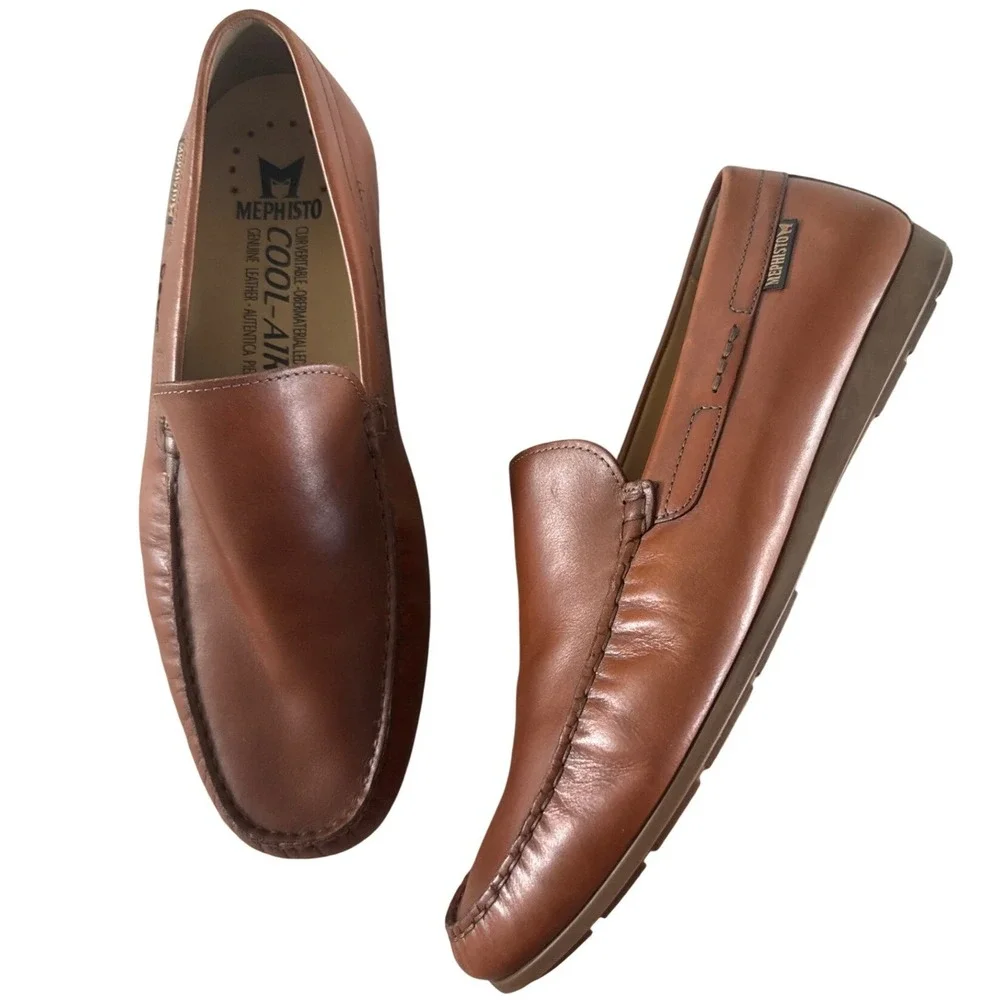 Mephisto Algoras Brandy Leather Loafers Shoes Men's 11 Moccasin Comfort Brown